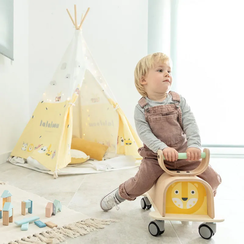 Porteur Lion Bois/jaune - 12m+-2