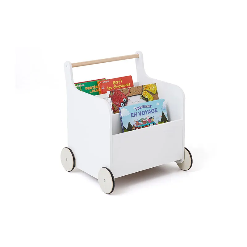 Chariot bibliothèque à roulettes Blanc - 42,5x45,5x52cm-1