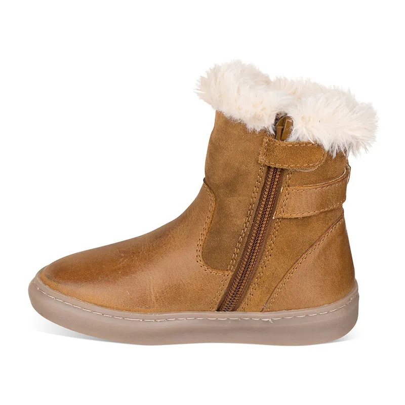 Bottines fourrées zippées Lilou Cuir - Camel-3