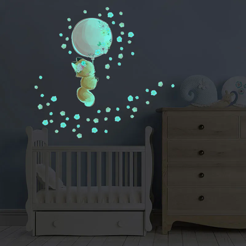 Stickers Phospho. - Renard et son ballon + 60 fleurs-0