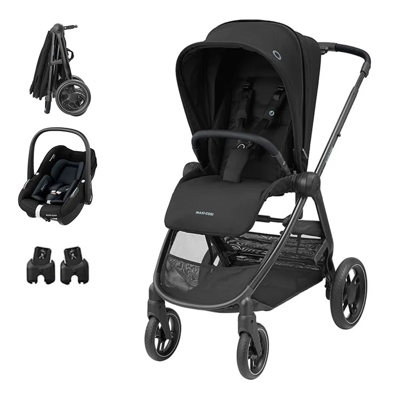 Duo Poussette Compacte Street + Cosi Pebble S + Base Famylifix S + Adaptateurs Black - 0m+-0