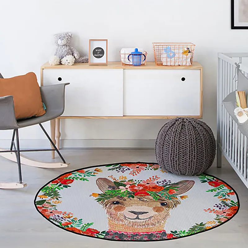 Tapis de jeu Lama floral - Ø120cm-0