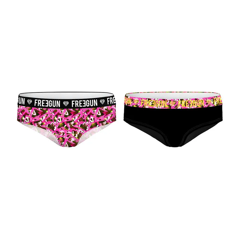 2 Culottes Fille Street Art - Rose/Noir/Orange-0