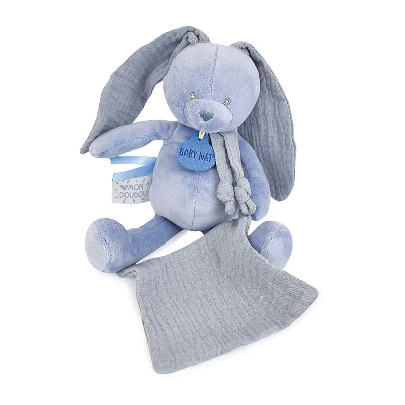 Pantin Doudou Lapin Bleu Mystère - 26cm-0