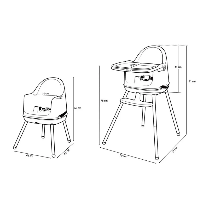 Chaise haute 3en1 Blanc/Gris - 6m+-6