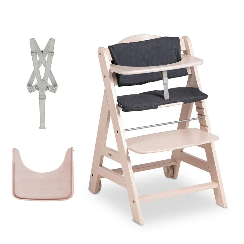 Chaise haute Beta+ avec harnais Whitewashed - 6m+-0