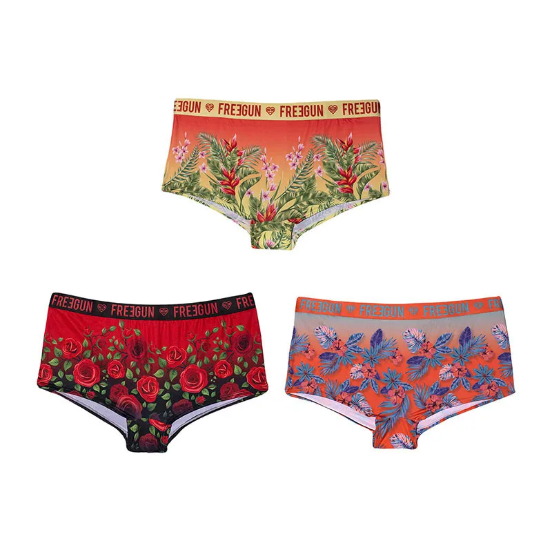 3 Culottes Fille Flower Power Freegun - Rouge-1