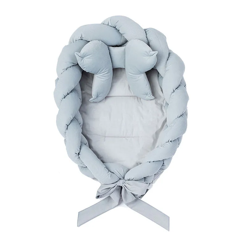 Couffin tressé + oreiller Gris - 85x55cm-0