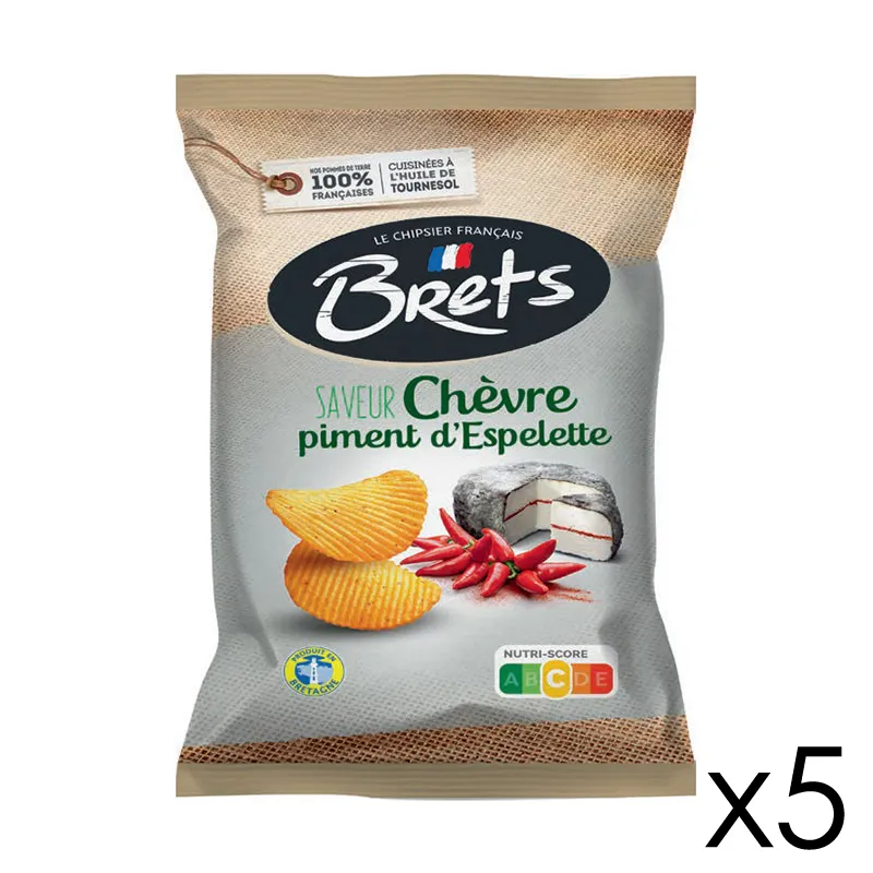 5 paquets de Chips Bret's chevre piment - 125gr-0