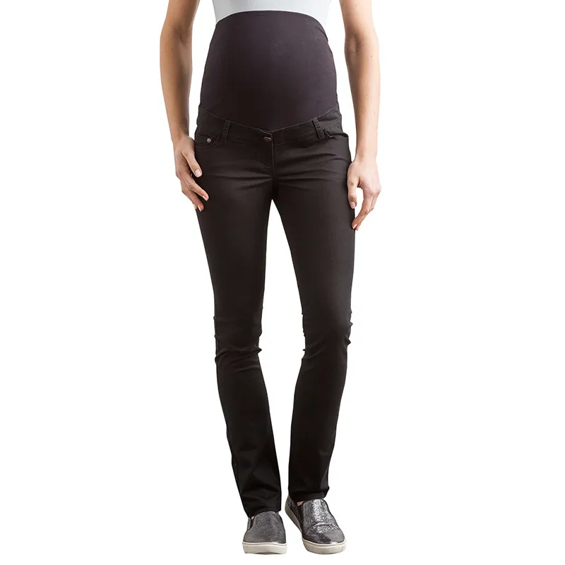 Pantalon de grossesse Slim toile - Noir-1