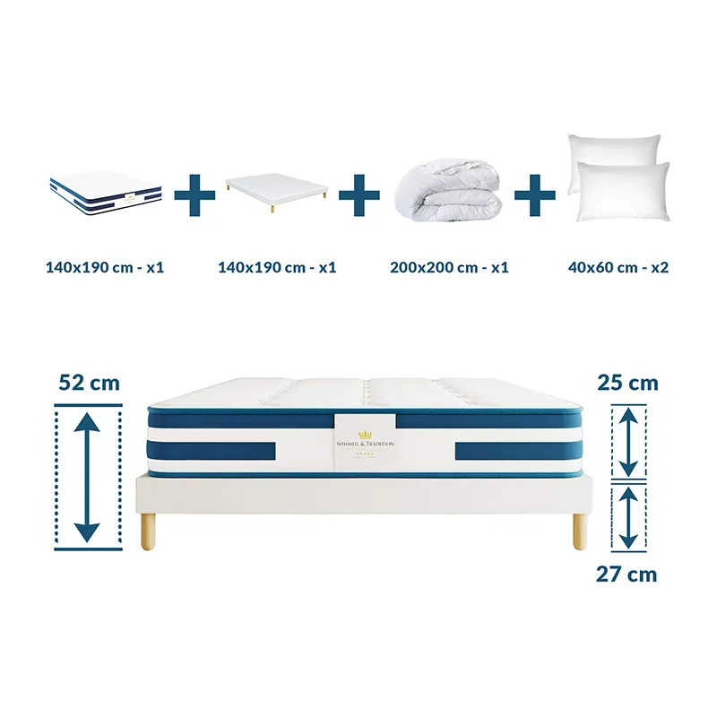 Matelas Balthazar + sommier + 2 oreillers + 1 couette-6