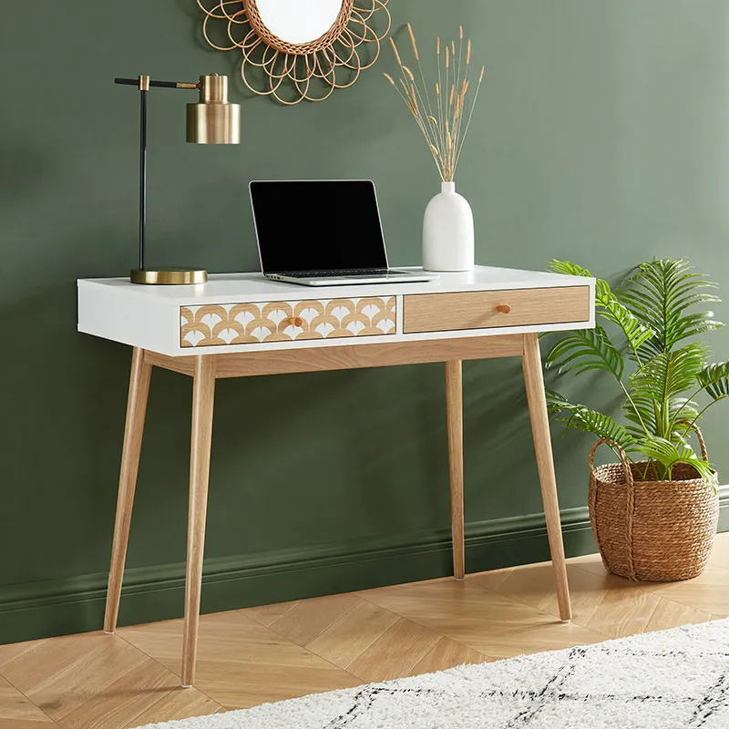 Bureau Utah effet chêne Blanc - 100x50x76cm-0