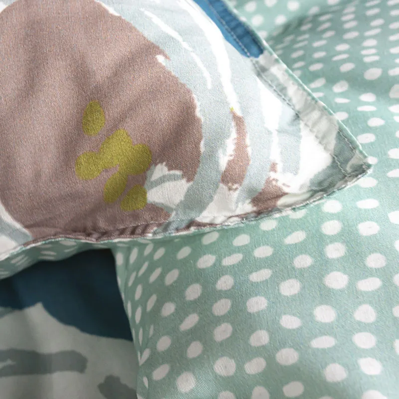 Parure 3pcs Coton Sunshine Feuillage Blanc/Vert - 220x240cm-2