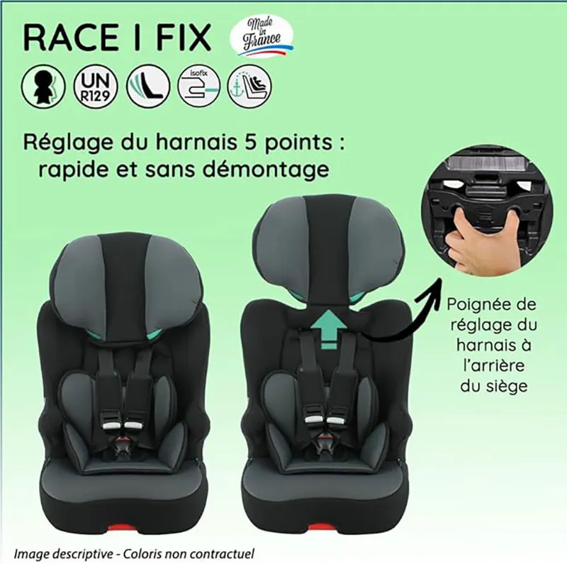 Siège auto I-Size/Isofix Race Fix 76-140cm - Noir-4