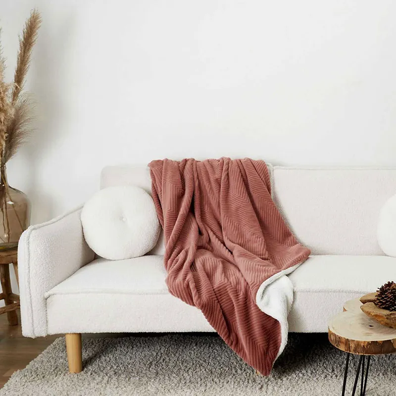 Plaid imit. fourrure Rose/Sherpa - 140x200cm-0