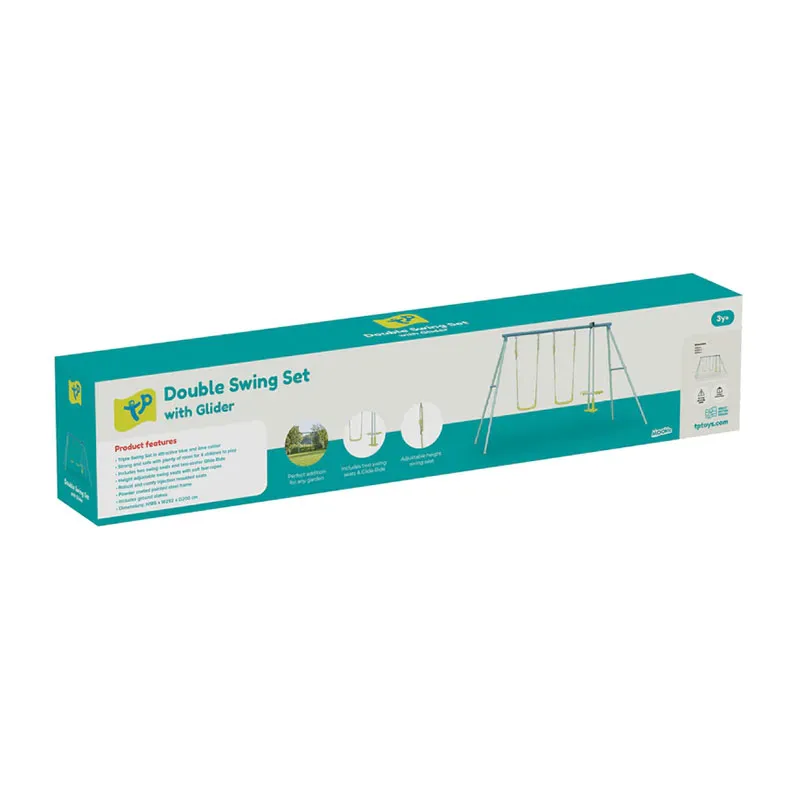 Portique 2 balançoires + 1 vis-à-vis Métal - 36m+-2