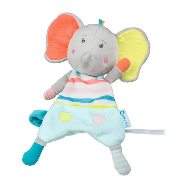 Doudou plat Elidou l'éléphant Multico. - 0m+-1