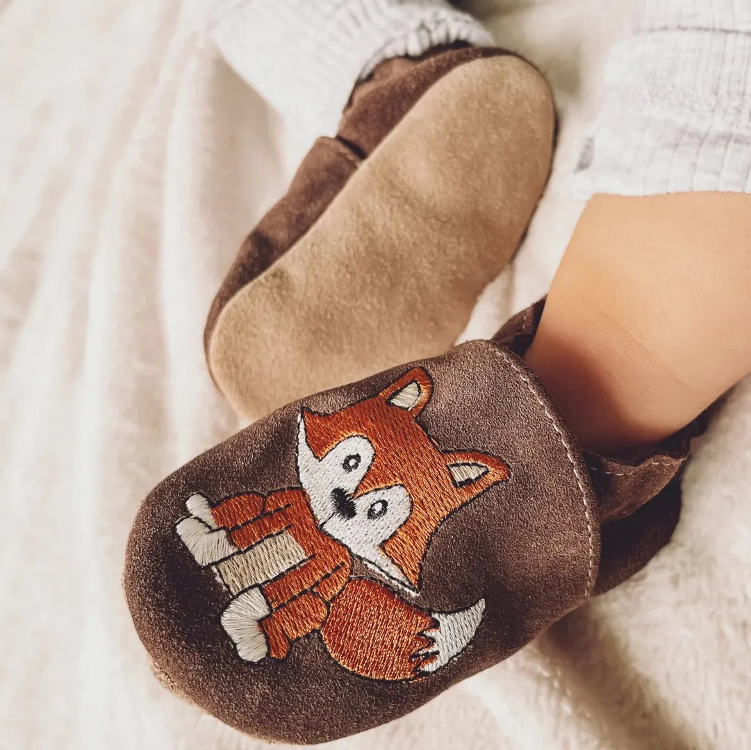 Chaussons cuir antidér. Renard - Marron-1
