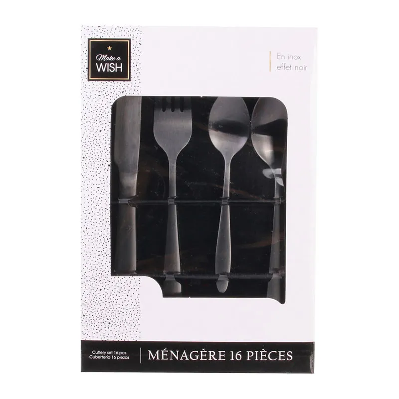 Ménagère de couverts Noir - 16pcs-6
