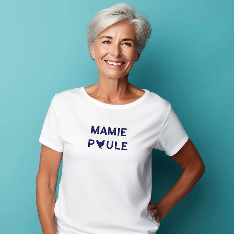 T-shirt Femme Mamie poule 2 BIO - Blanc-0