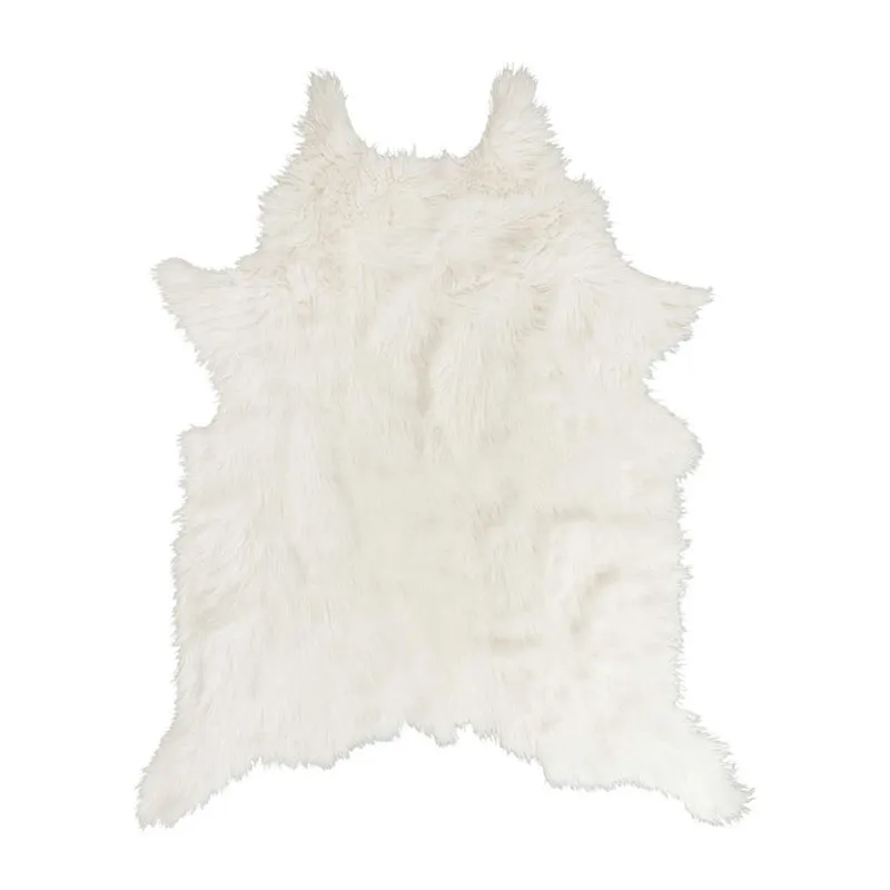 Tapis Peau de Bête imit. Fourrure Blanc - 120x158cm-0