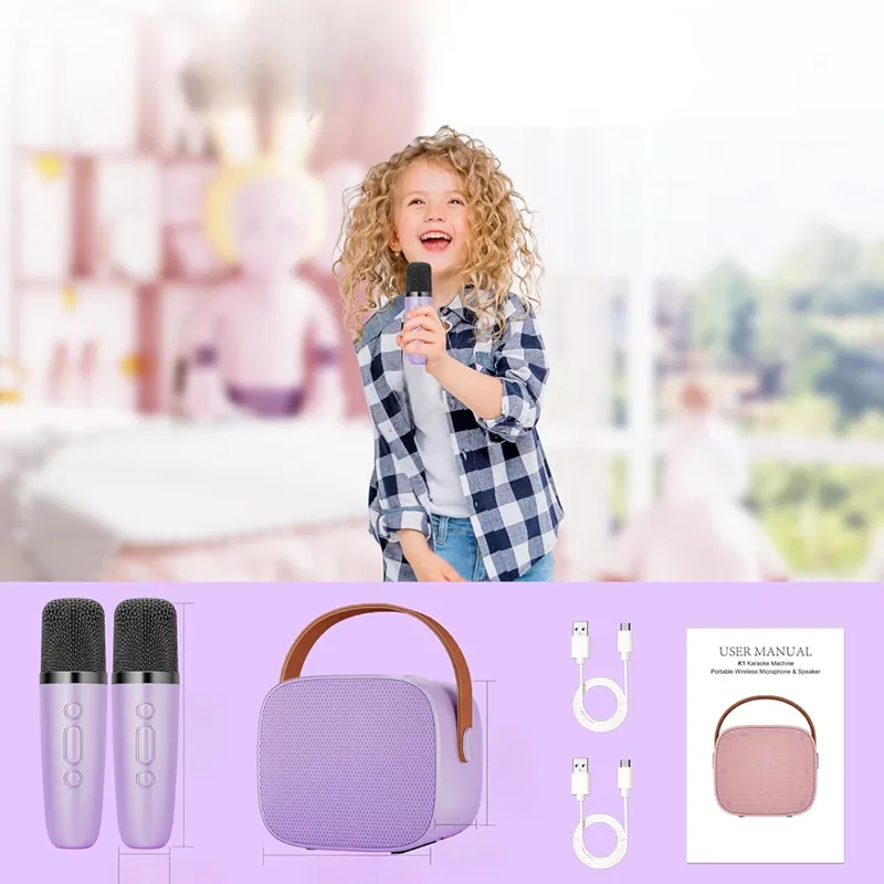 Kit Karaoké portable avec enceinte led Violet - 36m+-1