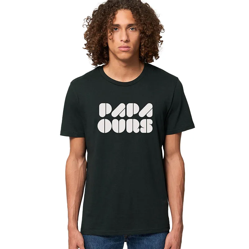 T-shirt Homme Papa ours 3 BIO - Noir-0