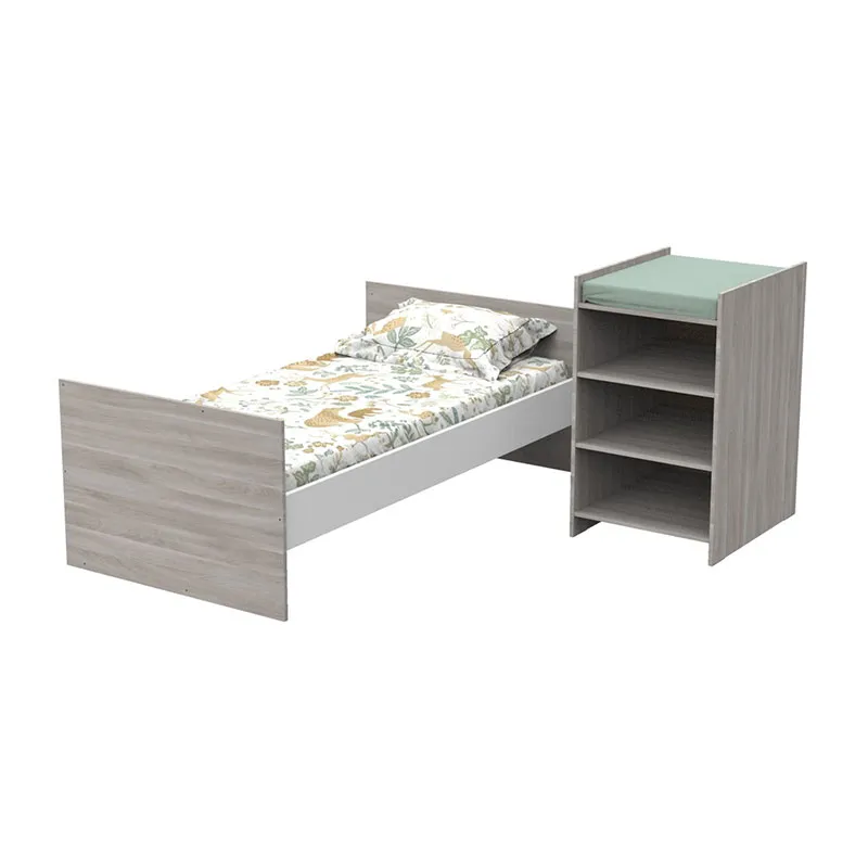Lit combiné evolutif Chène - 120x60-90x190cm-1