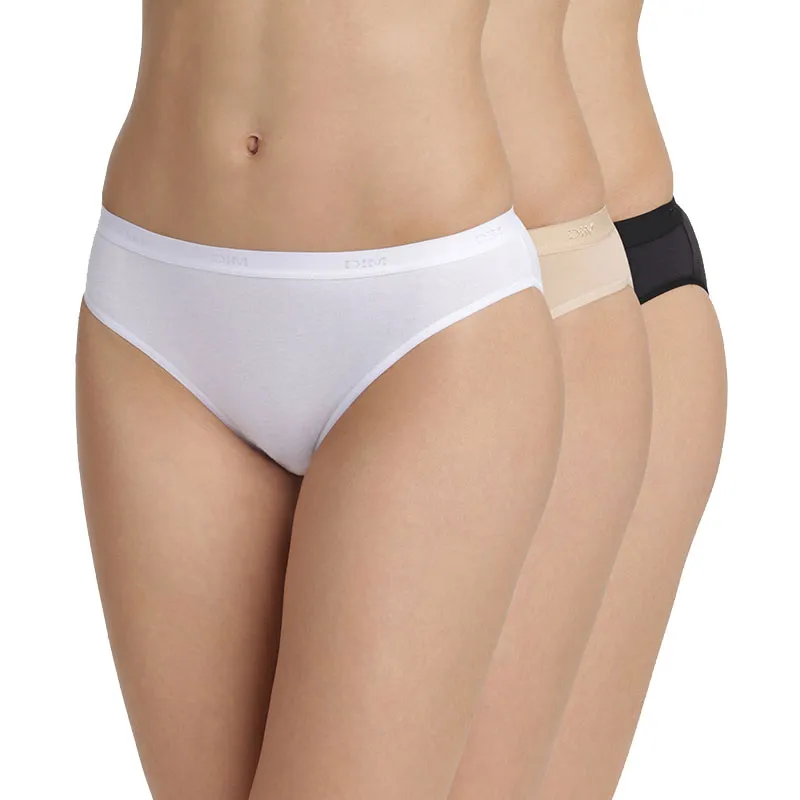 3 Culottes Femme EcoDim Pocket Coton - Blanc/Noir/Beige-0