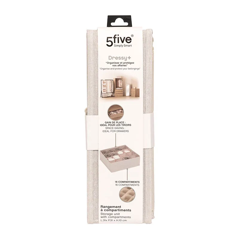Rangement tiroirs Dressy + 16 compartiments Beige - 31x31cm-3