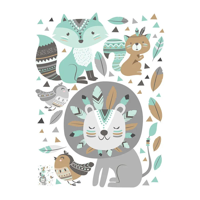 Stickers - Lion & ses amis Bleu-4