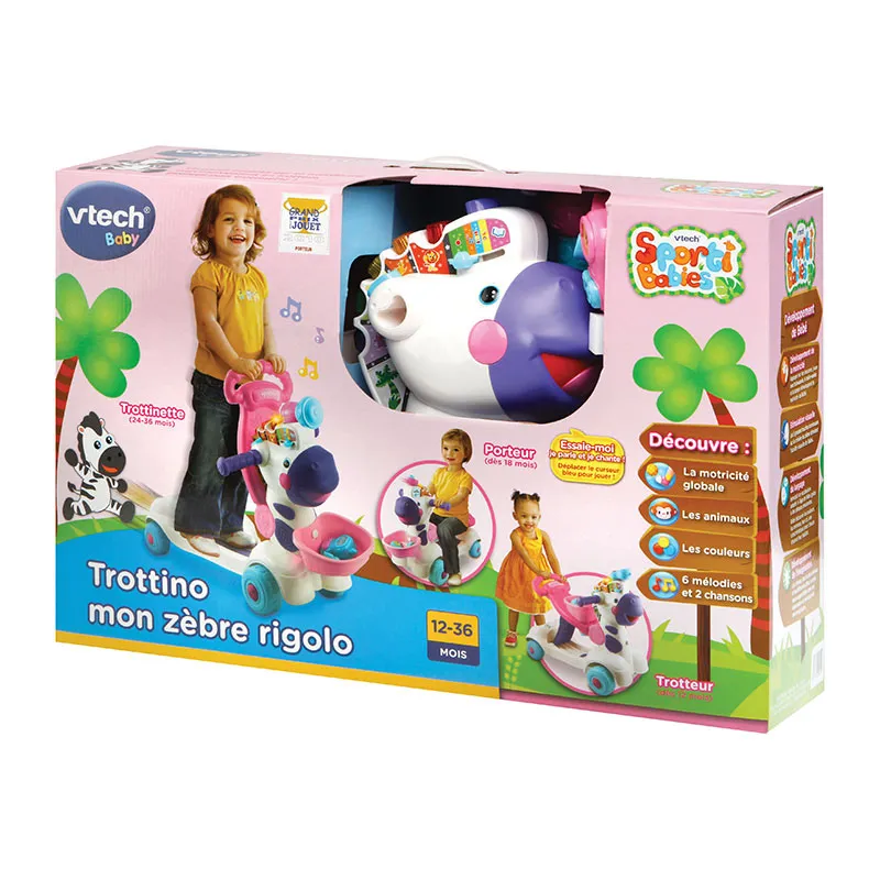 Trottino mon zèbre rigolo Rose - 12m+-6