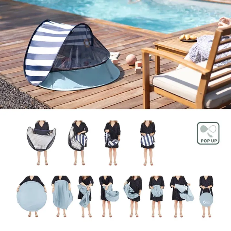 Aire de jeux 2en1 anti-UV FPS 50+ Marinière - 90x60x60cm-3