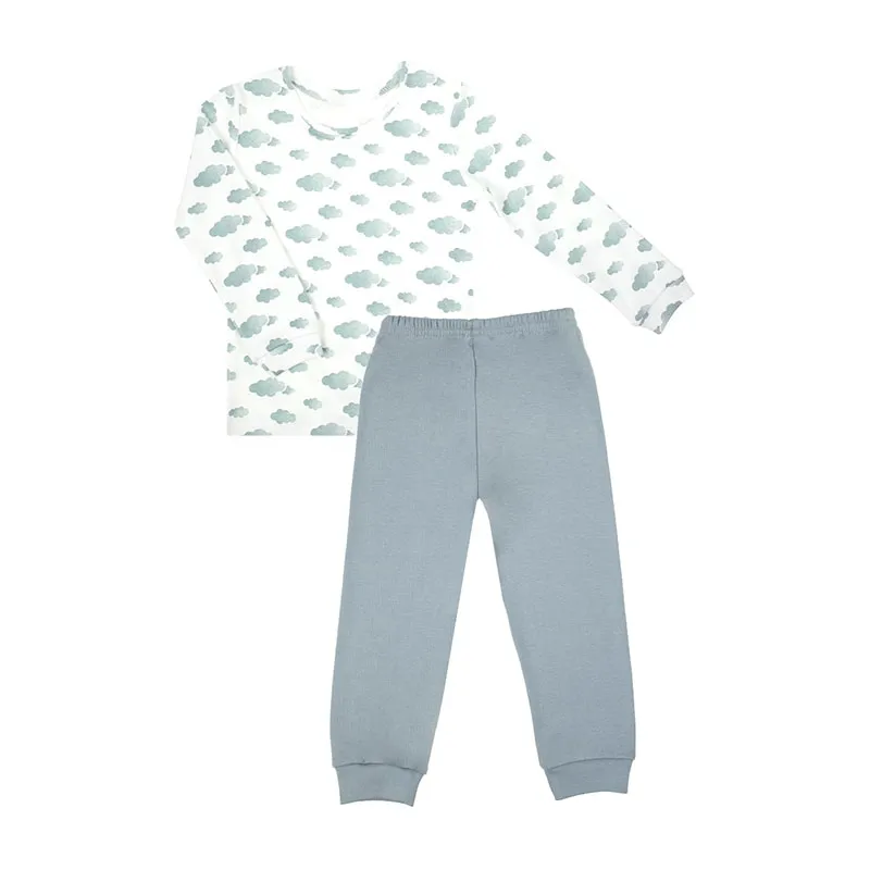 Pyjama ML Nuages - Blanc/Bleu gris-1