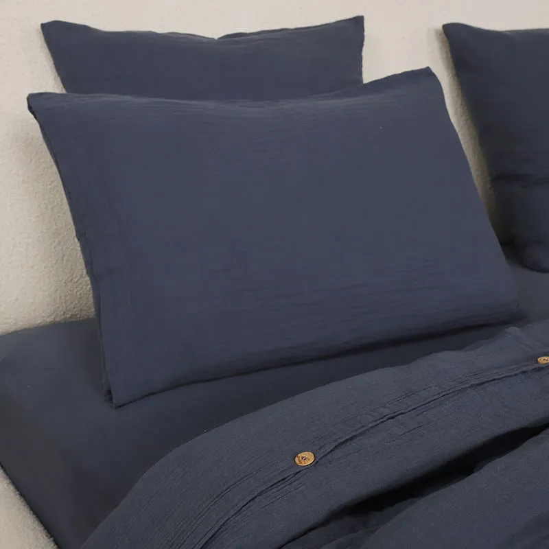 Drap-H. Gaze de coton Bonnet 30cm Bleu pétrole-2