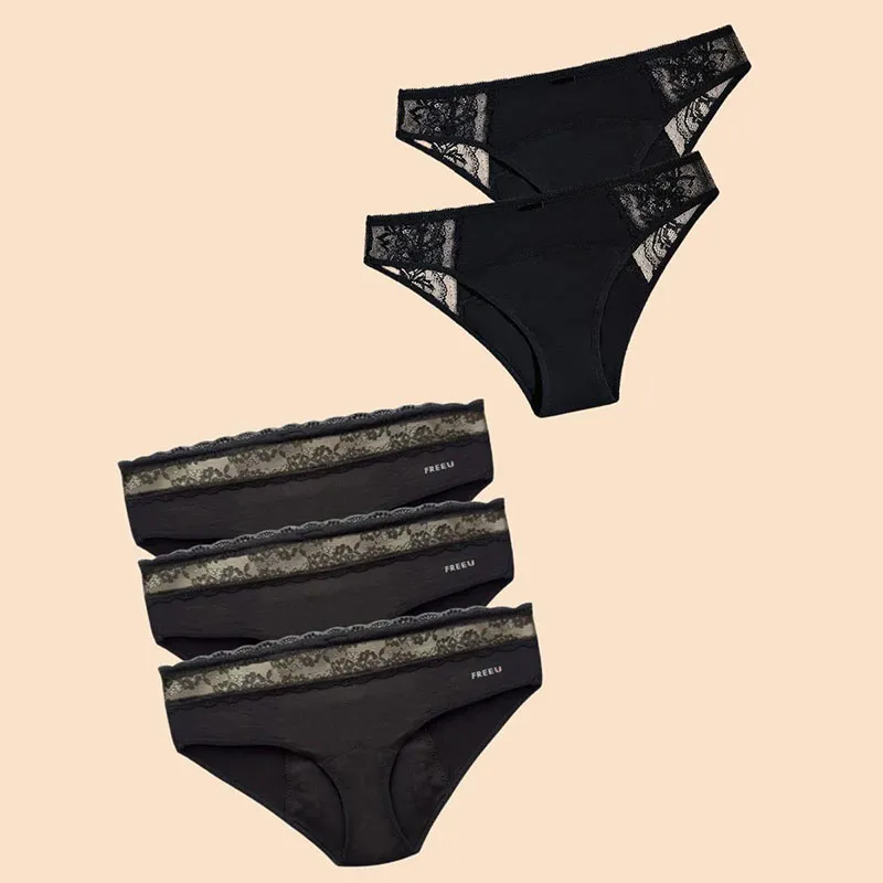 5 Culottes Menstru. Flux abondant Bambou Lola - Noir-0