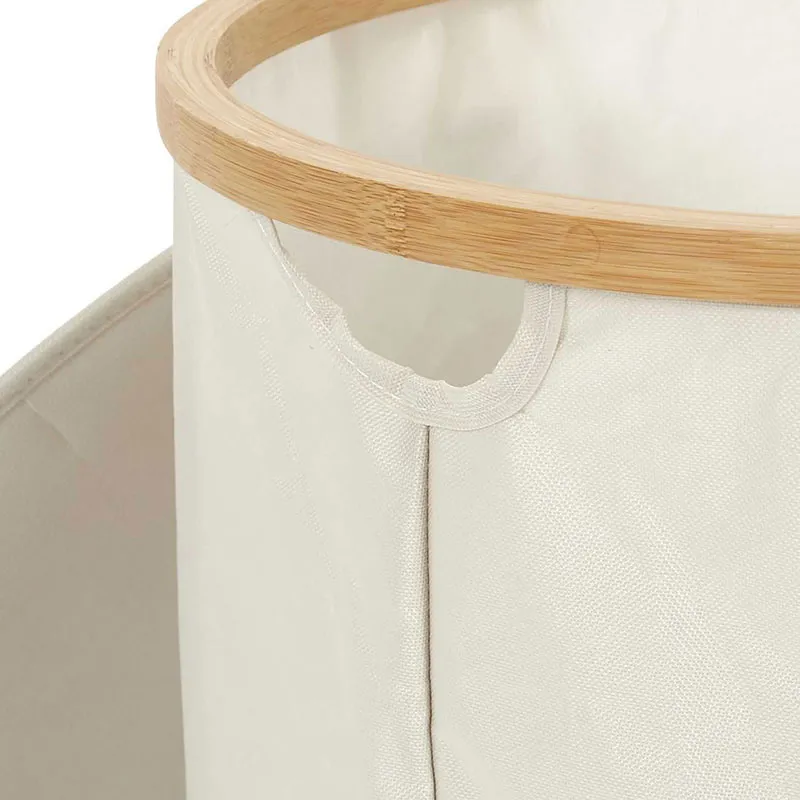 Panier de rangement Rond Bambou/Gris - 38x38x38cm-4