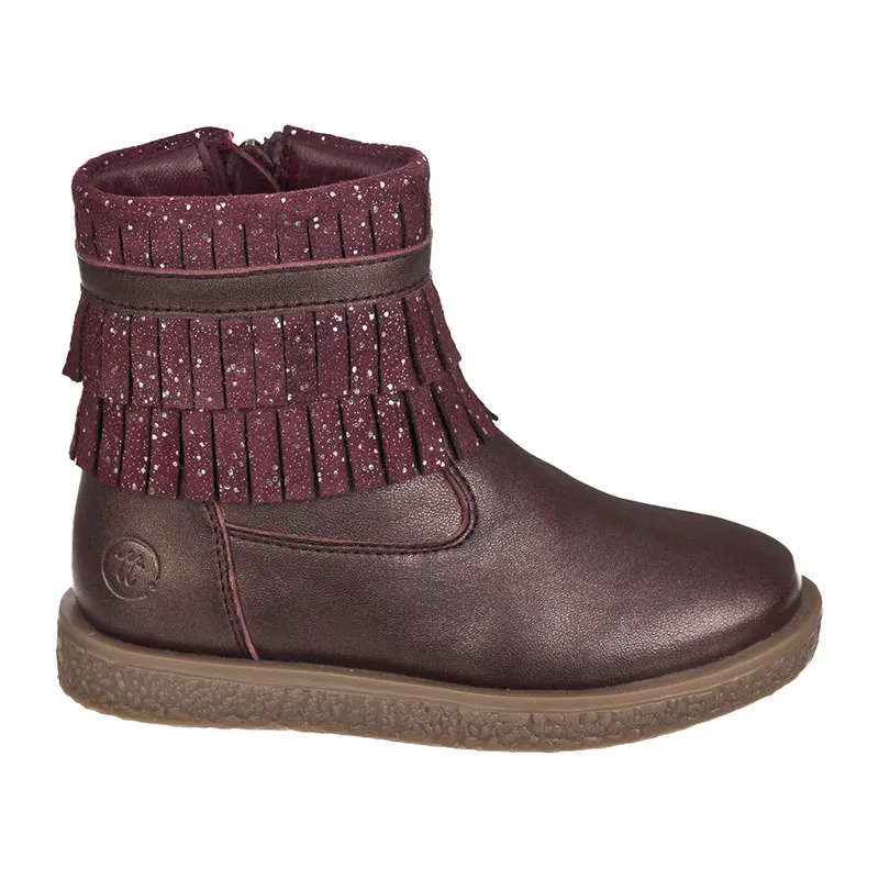 Bottines à franges Emilie - Bordeaux-0