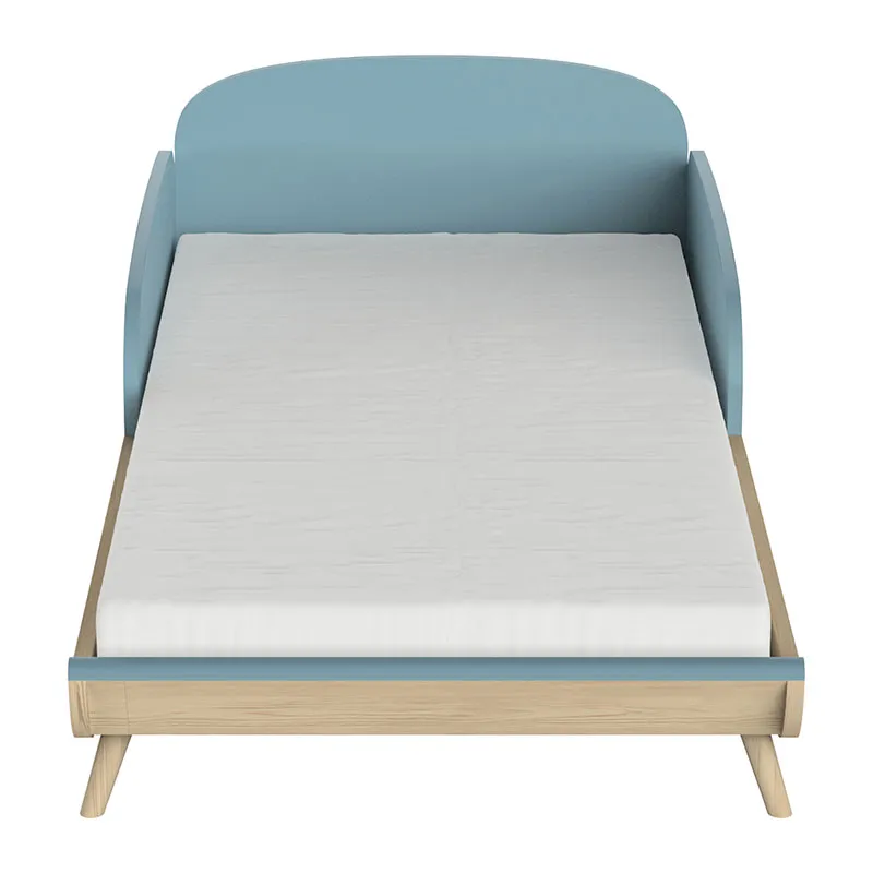 Chambre Duo Lit Bébé évolutif + Commode 2 tiroirs + Plan à langer Bleu orage/Pin - 70x140cm-5