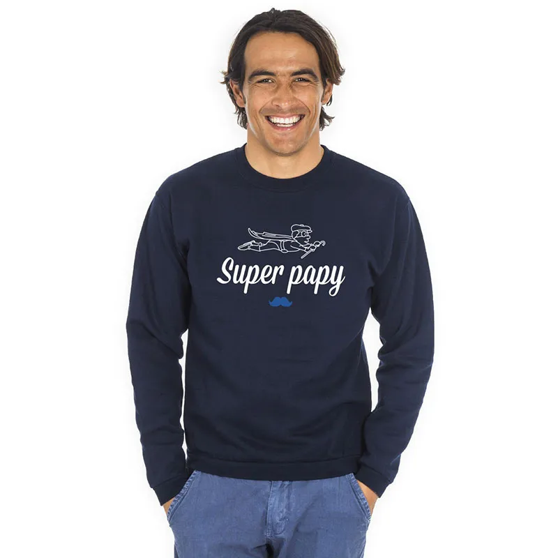 Sweat Homme Super papy - Navy-0