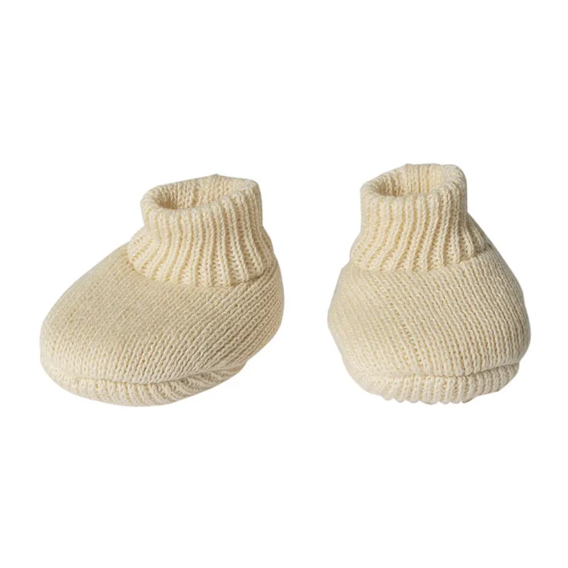 Bonnet + Chaussons en tricot BIO Écru - Poupée 28-35/35-45cm-2