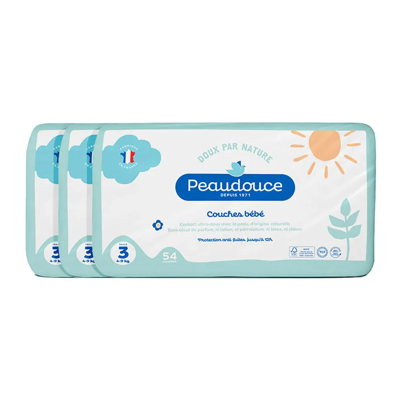 Couches Bébé Peaudouce T.3/4-9kg - 3x54-12