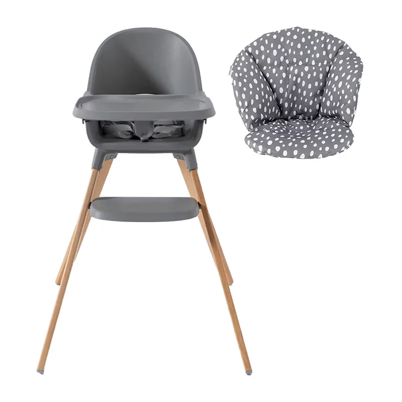 Chaise haute évolutive + Coussin Gris - 6m+-0