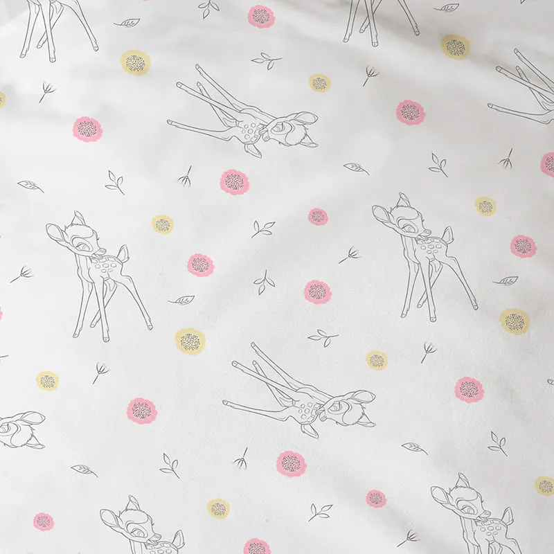 Drap-H. Coton Bambi Fleurs Blanc Bonnet 25cm - 90x190cm-1