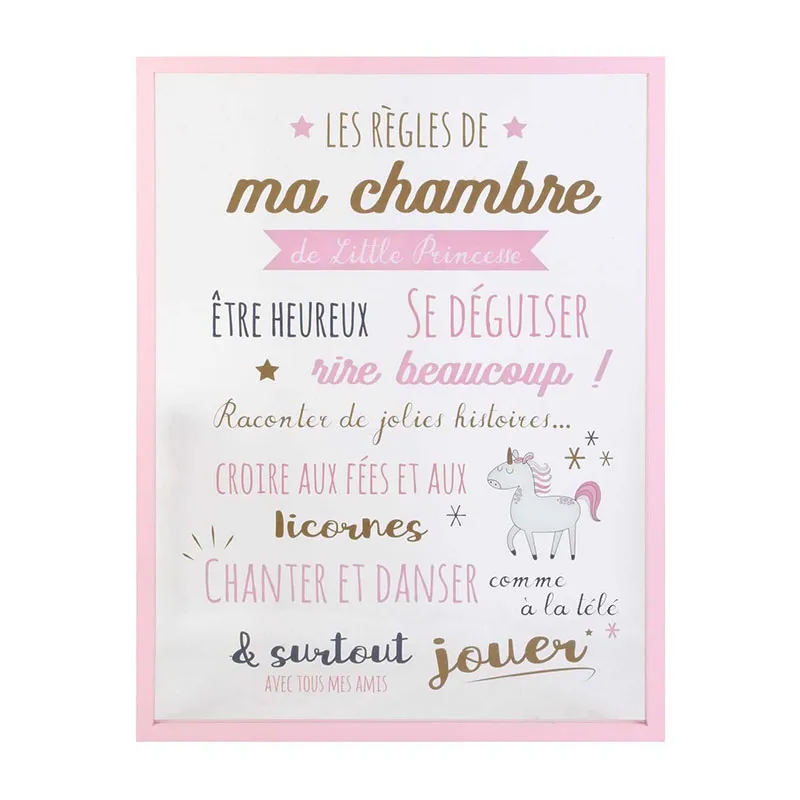 Cadre les règles de la chambre Rose - 40x1,6x60cm-0