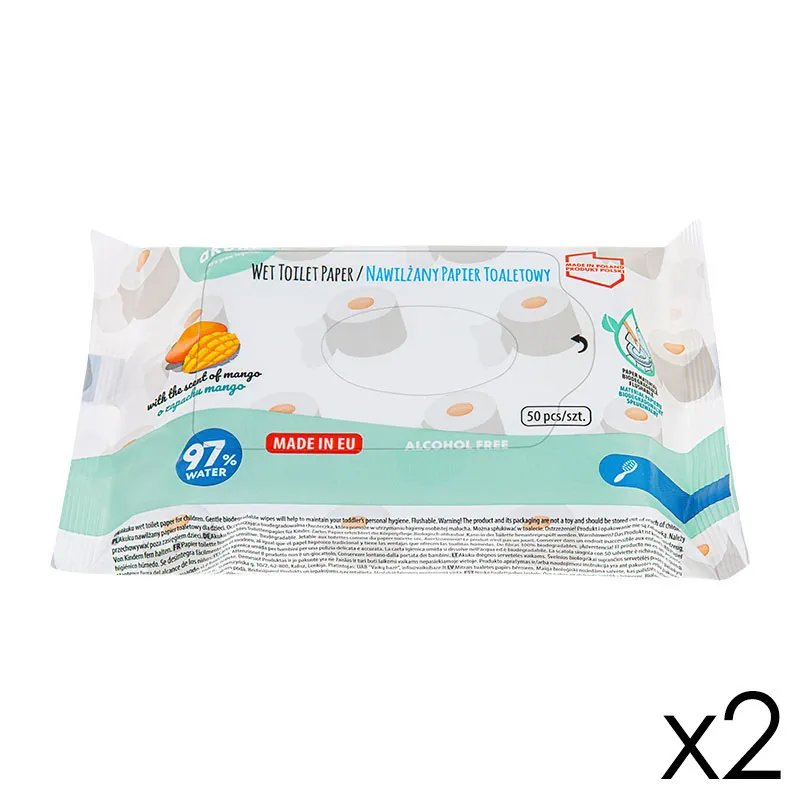 2 Paquets Papier toilette humidifié Parfum Mangue - 2x50 lingettes-0