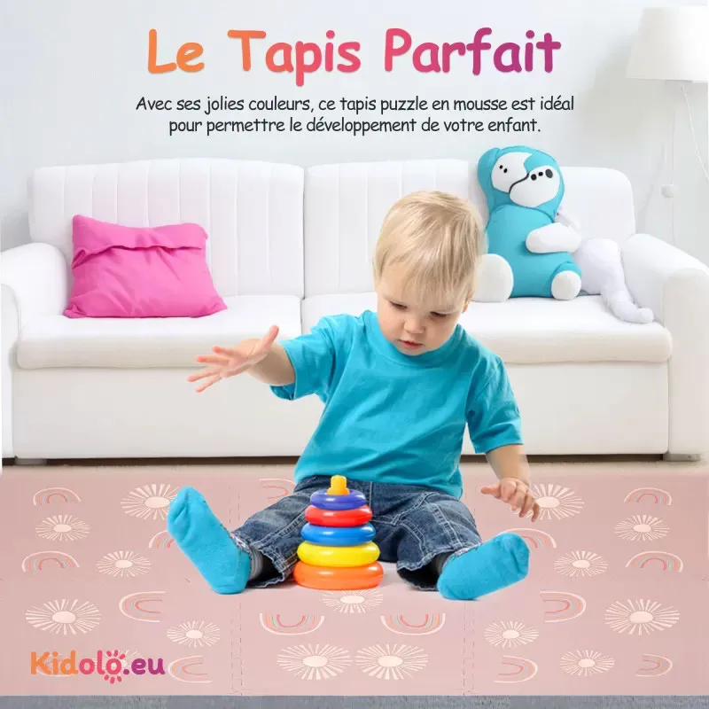 Tapis de jeu Puzzle Arc-en-ciel Rose - 120x180cm-2