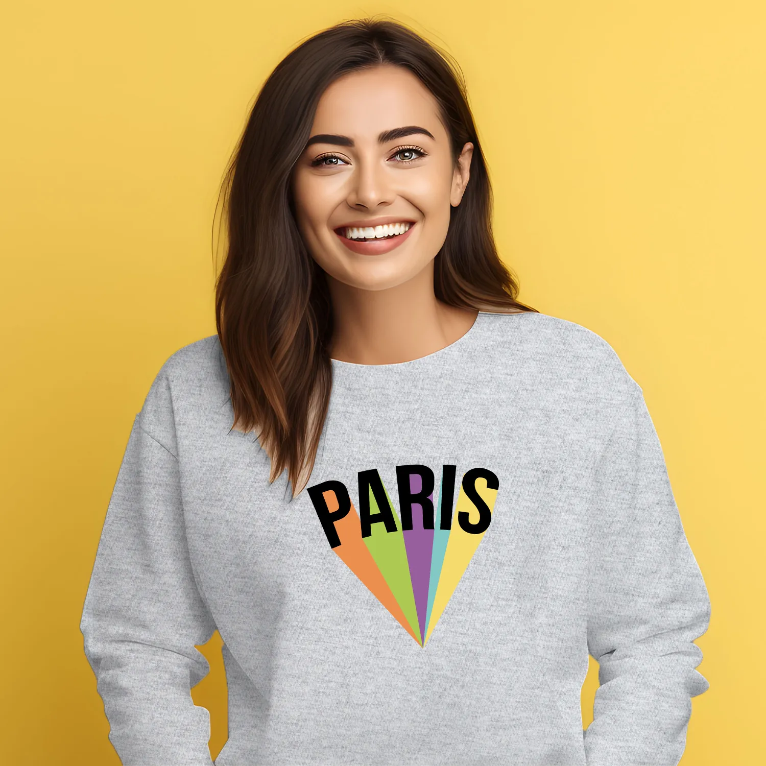 Sweat Femme Paris - Gris chiné-0