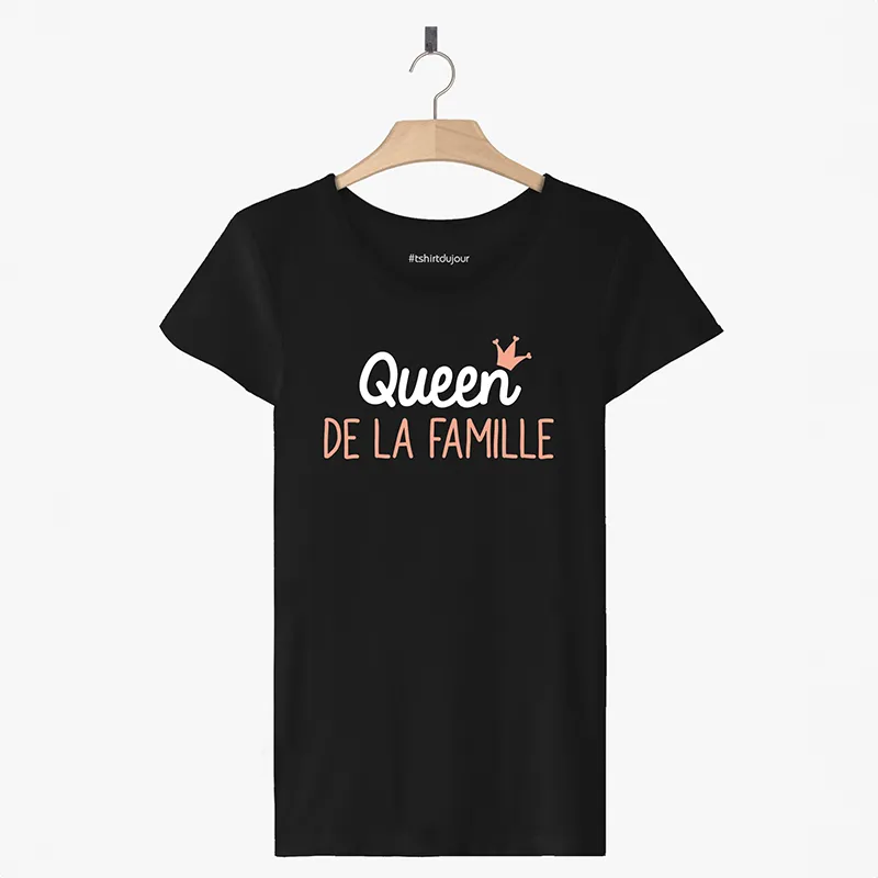 T-shirt Femme BIO Queen de la famille - Noir-0