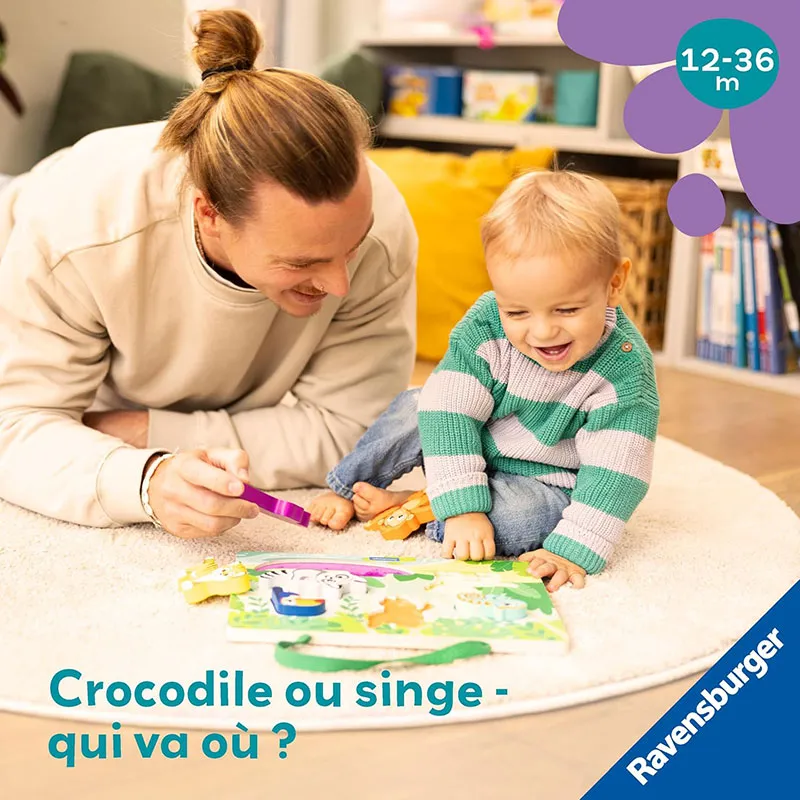 Puzzle en bois sensoriel & aimanté Jungle Play + - 12m+-5